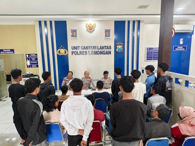 Operasi Zebra Semeru Polres Lamongan Amankan 9 Remaja dan 3 Motor Balap Liar